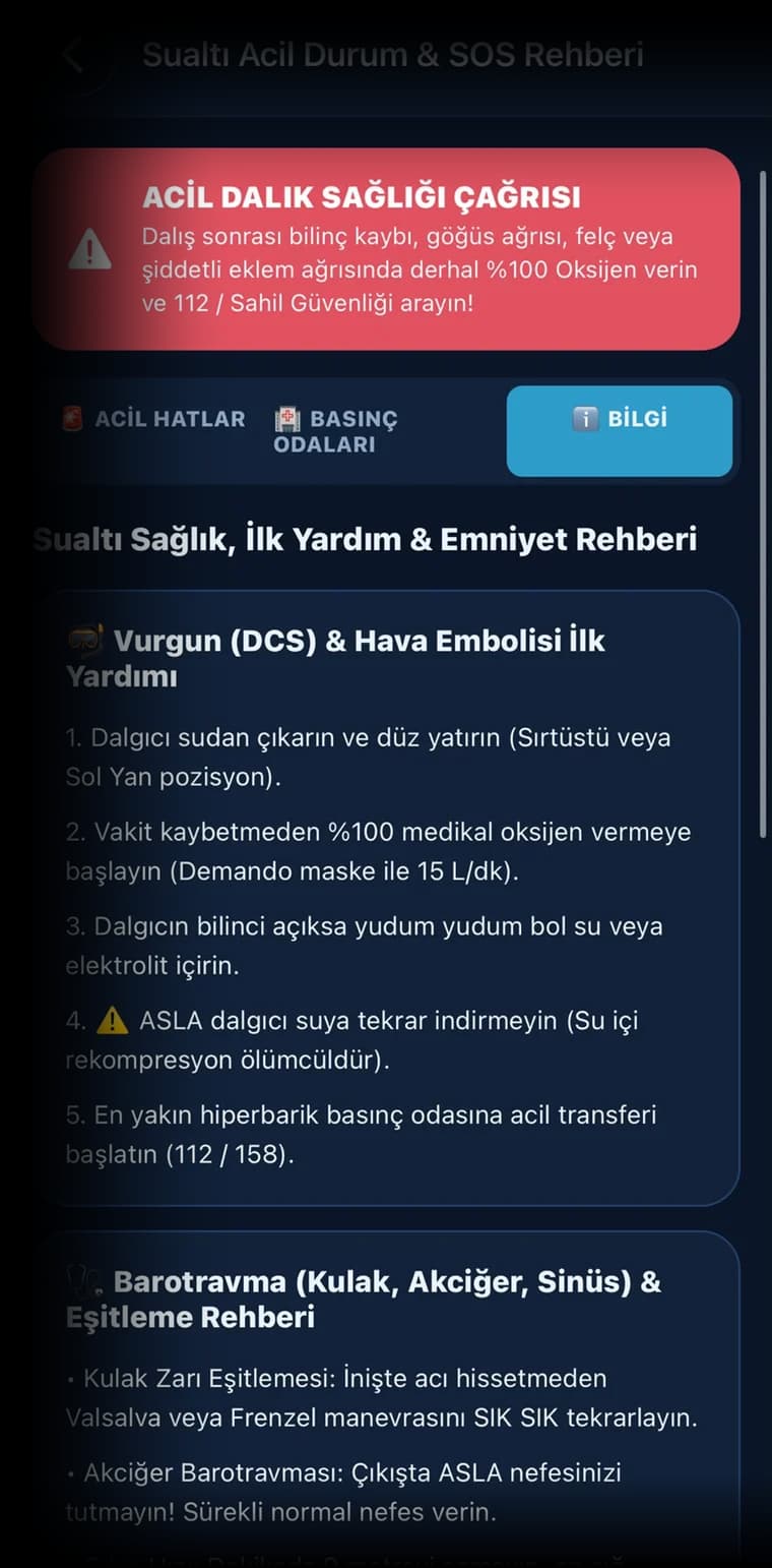 DivePal su altı acil durum ve SOS rehberi